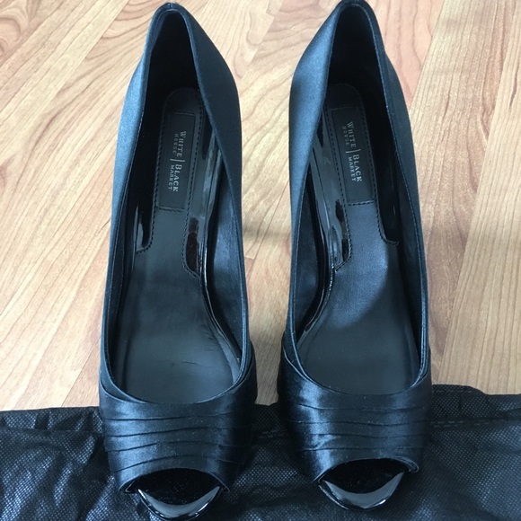 White House Black Market Black peeptoe heels - Picture 3 of 6